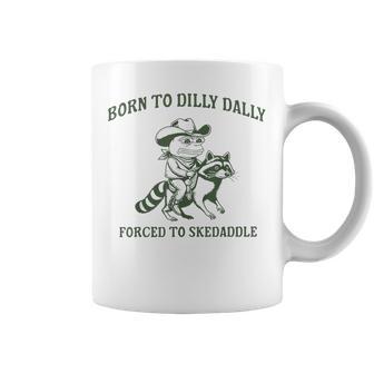 Vintage Raccoon Frog Born To Dilly Dally Forced To Skedaddle Coffee Mug | Seseable UK