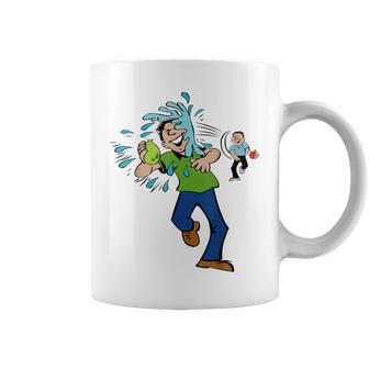 Water Balloon Fight Cartoon Coffee Mug - Monsterry