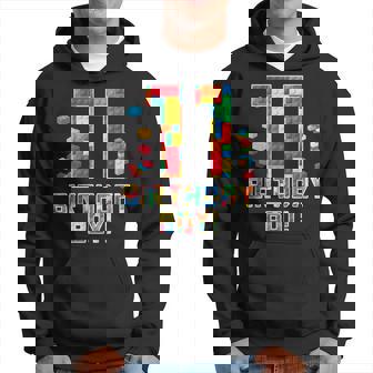 11 Years Old Birthday Block Building 11Th Birthday Boy Hoodie - Thegiftio