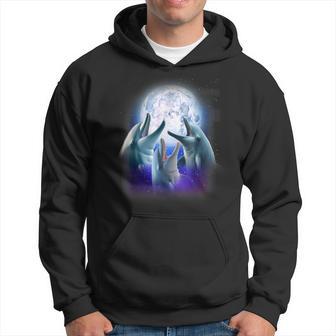 3 Dolphins Howling At The Moon Dolphin Lover Aquarist Hoodie - Thegiftio UK