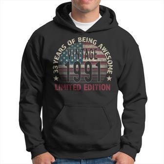 33Th Birthday Vintage Born 1991 Turning 33 Year Old Hoodie - Thegiftio UK