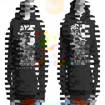 3Rd Birthday Boy Dinosaur Monster Truck Hoodie - Monsterry