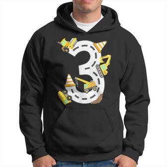 3Rd Construction Birthday Party Excavator Boys 3 Years Old Hoodie - Thegiftio UK