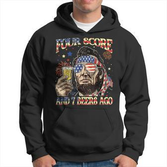 4Th Of July Drinking Beer Patriot Four Score And 7 Beers Ago Hoodie - Monsterry AU