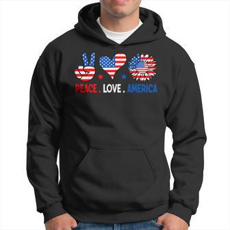 4Th Of July Peace Love America Us Flag Fourth Of July Hoodie | Seseable UK