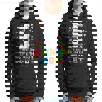 5Th Birthday Boy Master Builder 5 Years Old Building Block Hoodie - Thegiftio UK