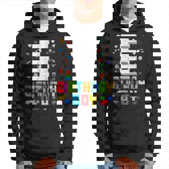 6Th Birthday Boy Master Builder 6 Years Old Building Block Hoodie - Thegiftio