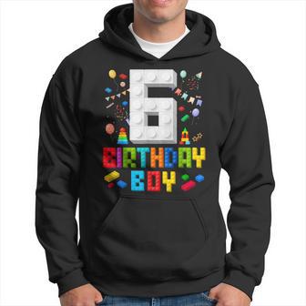 6Th Birthday Boy Master Builder 6 Years Old Building Block Hoodie - Thegiftio UK