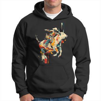 Aesthetic Bull Rider On Athletic Sports Rodeo Bull Riding Hoodie - Thegiftio UK