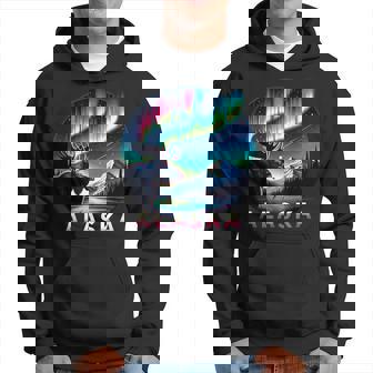 Alaska Northern Lights Aurora Viewing Alaska Vacation Moose Hoodie - Thegiftio UK