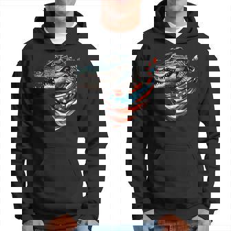 Alligator Gator American Flag Fourth Of July America Hoodie - Thegiftio UK