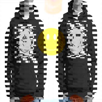 Amarilla De Los Años 70 Con Cara Sonriente A Cuadros Sudadera - Regaloses