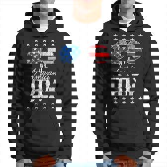 All American Boy Usa Flag Sunglasses 4Th Of July Boys Hoodie - Thegiftio