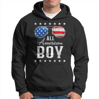 All American Boy Usa Flag Sunglasses 4Th Of July Boys Hoodie - Thegiftio UK