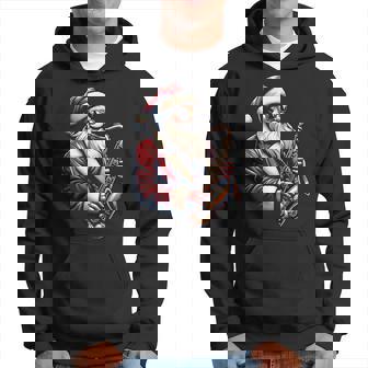 American Santa Playing Saxophone Xmas Jazz Christmas Musical Hoodie | Seseable UK