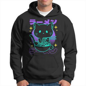 Anime Ramen Cat Japanese Retro Noodles Aesthetic Kawaii Cat Hoodie - Thegiftio UK