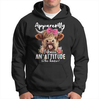 Apparently I Have An Attitude Who Knew Sarcasm Highland Cow Hoodie - Thegiftio UK