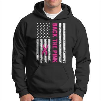Back The Pink American Flag Ribbon Breast Cancer Awareness Hoodie - Thegiftio UK