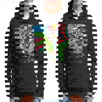 Bald Eagle Us Flag Trump Riding A T-Rex Hoodie - Thegiftio UK