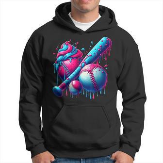 Baseball Bat Ice Cream Cone Watercolor For And Women Hoodie - Thegiftio UK