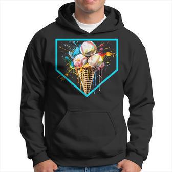 Baseball Home Plate Drip Ice Cream Softball & Baseball Hoodie - Monsterry