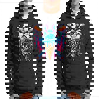 Baseball Ice Cream Watercolor Sports Lover Ice Cream Cone Hoodie | Seseable UK