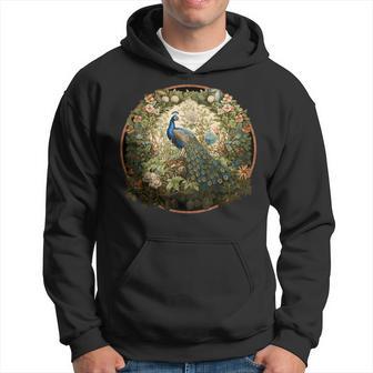 Beautiful Peacock In William Morris Style Garden Hoodie - Thegiftio UK
