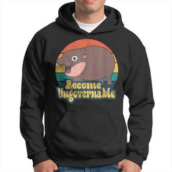 Become Ungovernable Moo Deng Humor Cute Baby Hippo Joke Hoodie - Thegiftio UK