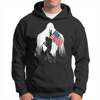Big Foot Bigfoot American Flag Patriotic Hoodie - Thegiftio UK