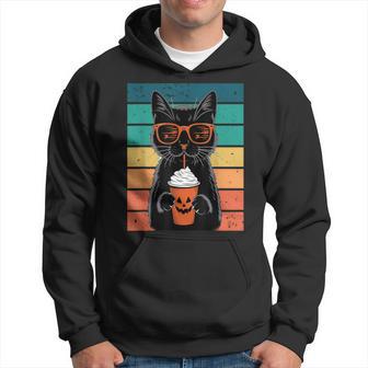 Black Cat Hipster Trick Or Treat Halloween Black Cat Hoodie - Thegiftio UK