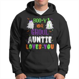Boo-Y Or Ghoul Auntie Loves You Baby Boo Halloween Gender Hoodie - Thegiftio UK