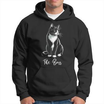 The Boss Tuxedo Cat Lover Kitten Tuxedo Cat Owner Hoodie - Thegiftio UK