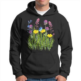Botanical Field With Wild Flowers Butterfly Nature Lovers Hoodie - Thegiftio UK