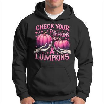 Breast Cancer Awareness Check Your Pumpkins For Lumpkins Hoodie - Thegiftio UK