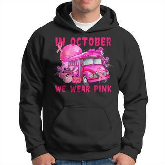 Breast Cancer Awareness School Bus Driver Pink Ribbon Hoodie - Thegiftio UK