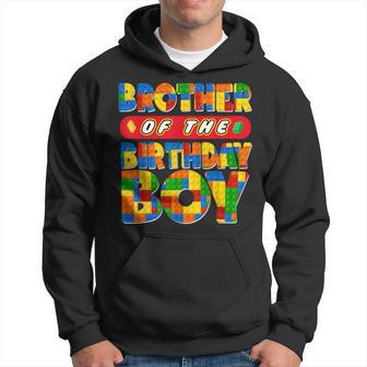 Brother Birthday Boy Building Bricks Family Party Decor Hoodie - Thegiftio UK