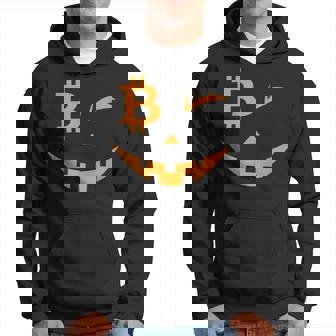 Btc Bitcoin Winking Pumpkin Jack O Lantern Spooky Halloween Hoodie - Monsterry