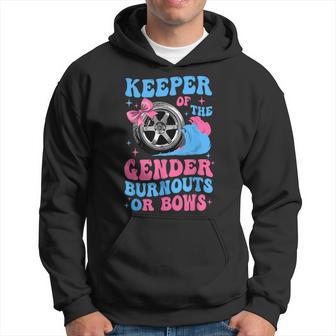 Burnouts Or Bows Keeper Of Gender Baby Reveal Party Hoodie - Thegiftio UK
