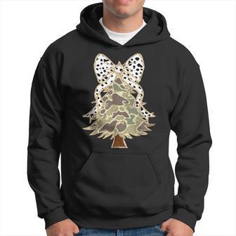 Camouflage Christmas Tree Camo Coquette Bow Christmas Tree Hoodie - Thegiftio UK