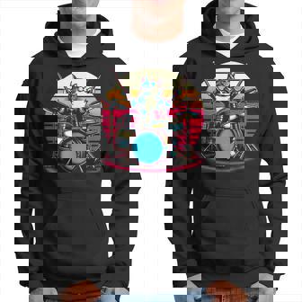 Cat Playing Drums Drummer Novelty Music Lover Drummer Hoodie | Seseable UK
