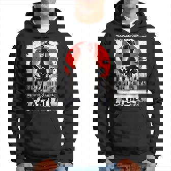 Catzilla Roaring Over City Skyline Cat Monster Kitten Kitty Hoodie - Thegiftio