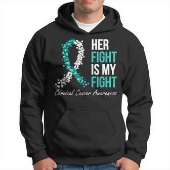 Cervical Cancer Awareness Her Fight My Fight Family Support Hoodie - Thegiftio UK