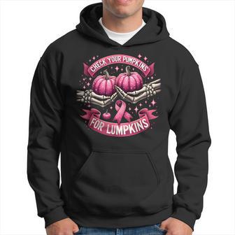 Check Your Pumpkins For Lumpkins Breast Cancer Halloween Hoodie - Thegiftio UK