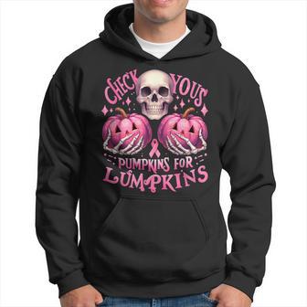 Check Your Pumpkins For Lumpkins Halloween Breast Cancer Hoodie - Thegiftio UK