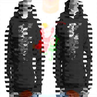 Christmas Basketball Santa Claus Slam Dunk Elf Humor Hoodie - Monsterry