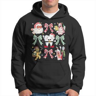 Christmas Dental Squad Crew Dentist Assistant Bow Coquette Hoodie - Thegiftio UK