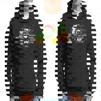 Christmas Farm Tractor Christmas Tree Lights Santa Farmer Hoodie - Seseable