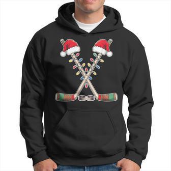 Christmas Hockey With Santa Hat Christmas Hockey Hoodie - Thegiftio UK