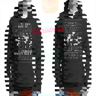 This Is My Christmas Pajama Cheerleading Ugly Sweater Hoodie - Thegiftio