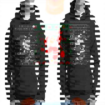 Christmas Santa Claus Tennis Sport Lover Ugly Xmas Hoodie - Thegiftio
